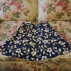 Vintage navy blue skirt with flowers